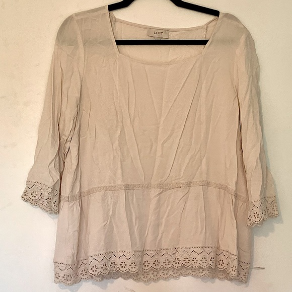 LOFT Tops - LOFT Cream Lace Blouse, Size L